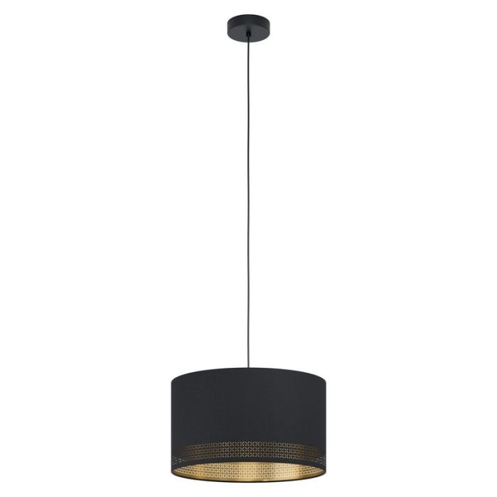Black modern pendant light fabric, Niko