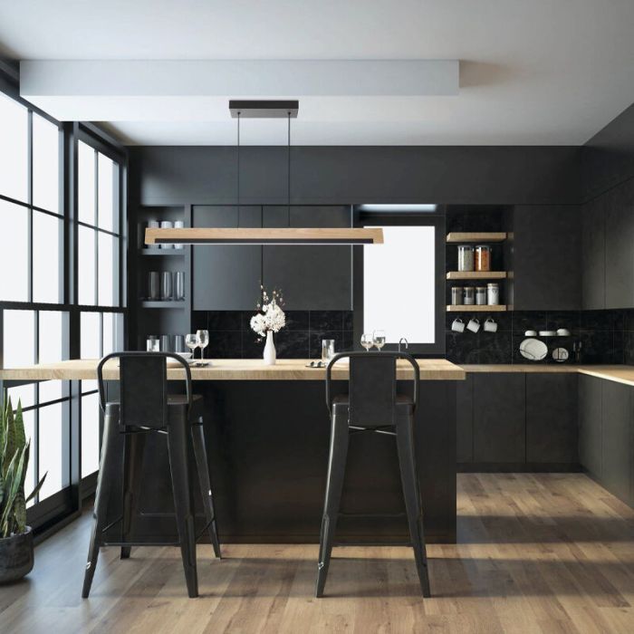 Wooden pendant light, Ludovica, 25W, 3000K LED
