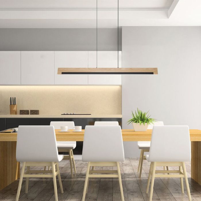 Wooden pendant light, Ludovica, 25W, 3000K LED