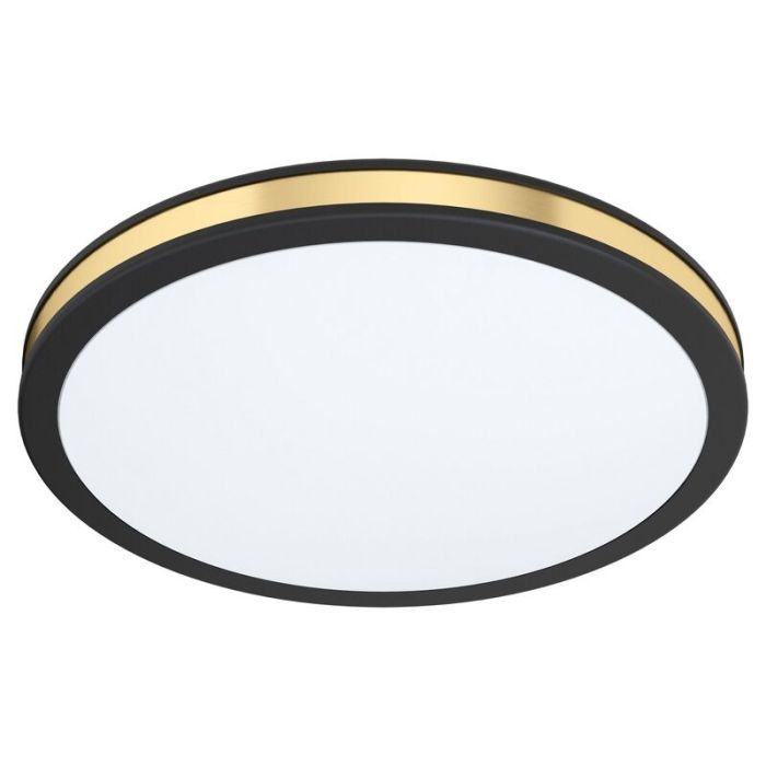 Black modern flush ceiling light steel, Rivano, 11W, 3000K LED