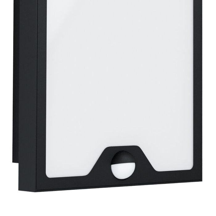 Black modern outdoor wall light with motion sensor steel, Lydian, 16W, 3000K LED, IP44
