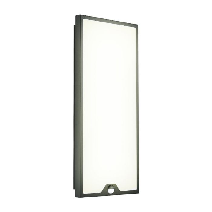 Black modern outdoor wall light with motion sensor steel, Lydian, 18,5W, 3000K LED, IP44