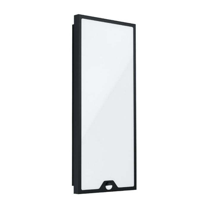 Black modern outdoor wall light with motion sensor steel, Lydian, 18,5W, 3000K LED, IP44