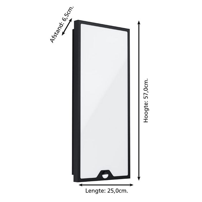 Black modern outdoor wall light with motion sensor steel, Lydian, 18,5W, 3000K LED, IP44