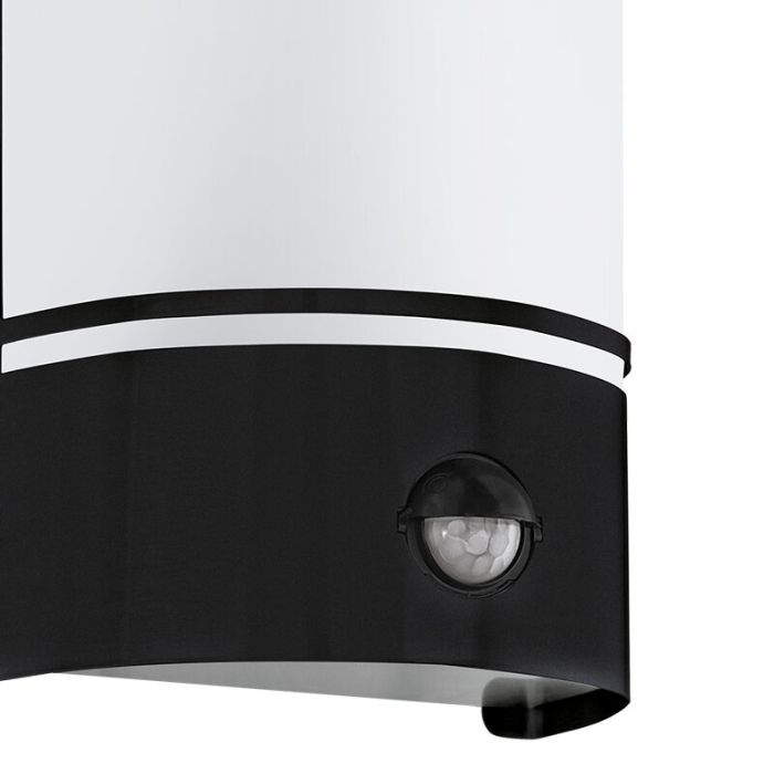 Black modern outdoor wall light with motion sensor steel, Elyana, IP44