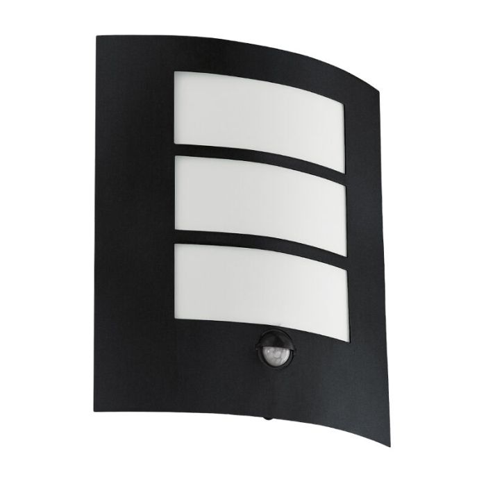 Black modern outdoor wall light with motion sensor steel, Elyana, IP44