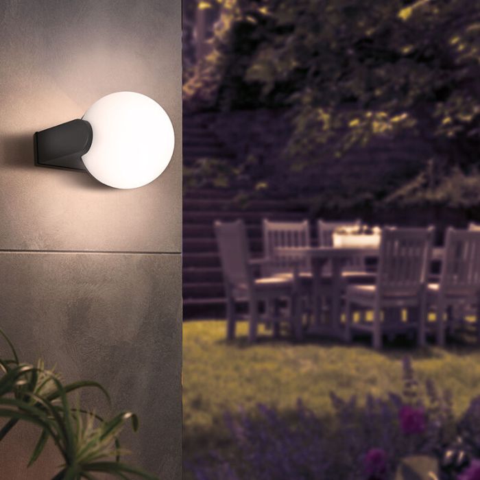 Black modern outdoor light aluminium, Lydia, IP65