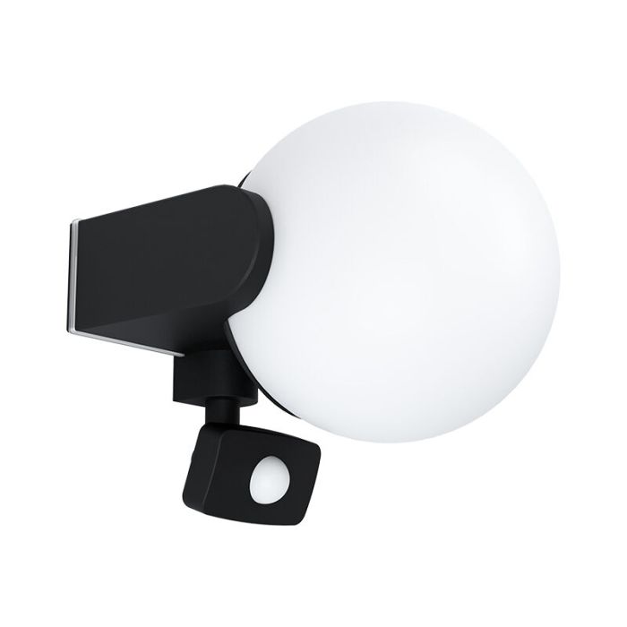 Black modern outdoor wall light with motion sensor aluminium, Lydia, IP44