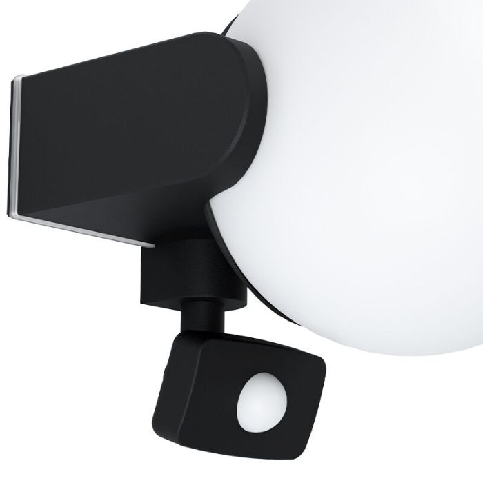Black modern outdoor wall light with motion sensor aluminium, Lydia, IP44