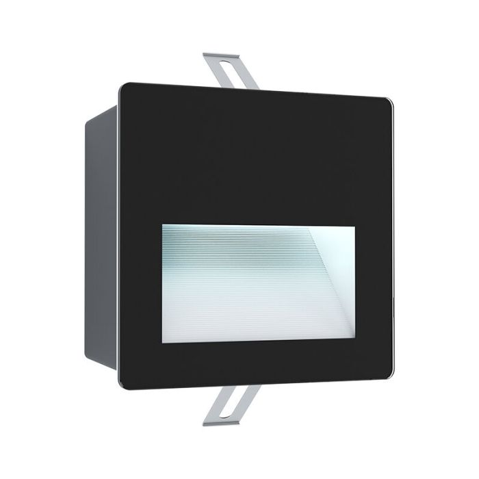 Black modern recessed outdoor wall light aluminium, Luigino, 3,7W, 4000K LED, IP65