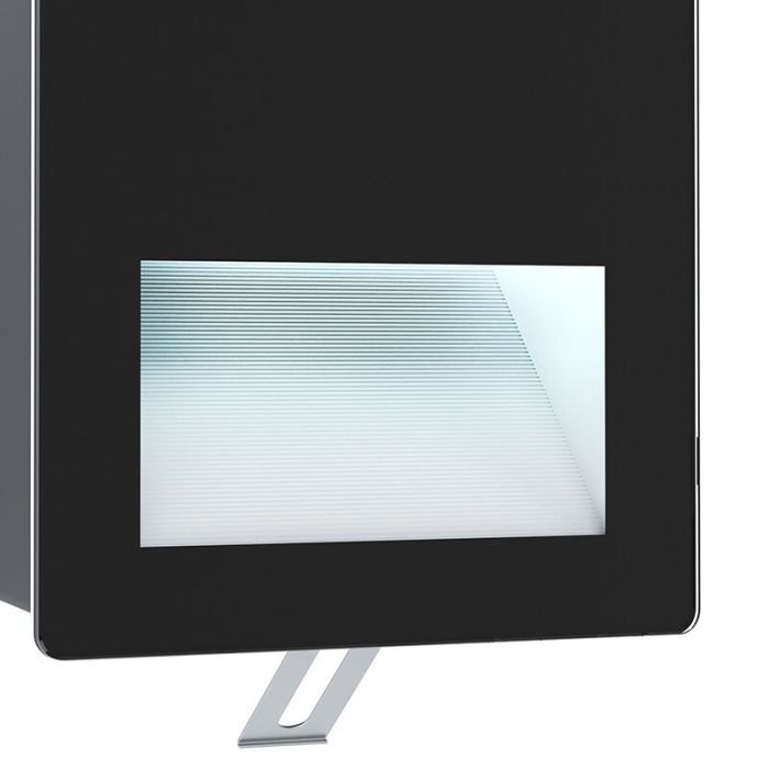 Black modern recessed outdoor wall light aluminium, Luigino, 3,7W, 4000K LED, IP65