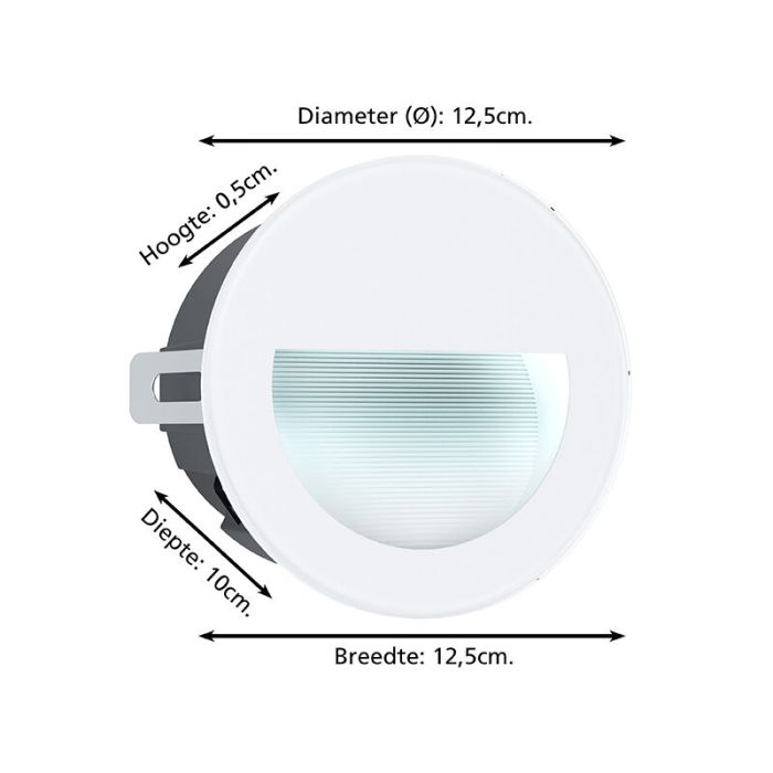 White modern recessed outdoor wall light aluminium, Luigino, 2,5W, 4000K LED, IP65