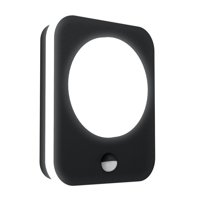 Black modern outdoor wall light with motion sensor aluminium, Luut, 9W, 3000K LED, IP44