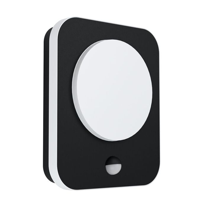 Black modern outdoor wall light with motion sensor aluminium, Luut, 9W, 3000K LED, IP44