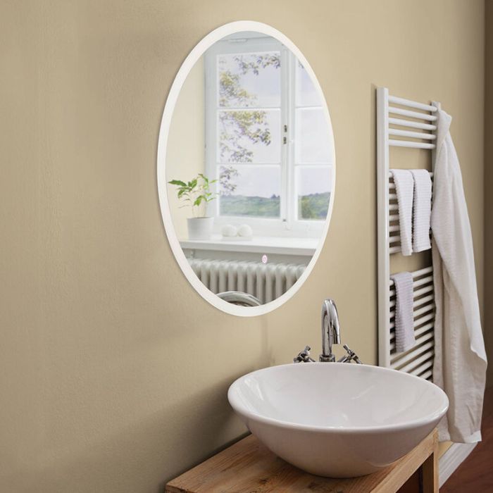 Grey modern mirror with light glass, Bibi, 15,3W, 4000K LED, IP44, with switch