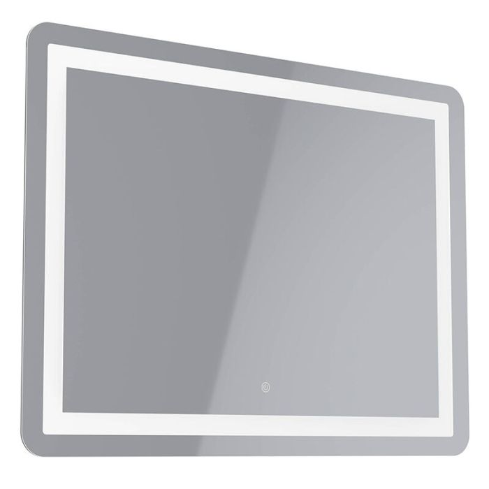 Grey modern mirror with light glass, Bibi, 18,6W, warm to cold white adjustable LED, IP44, with switch