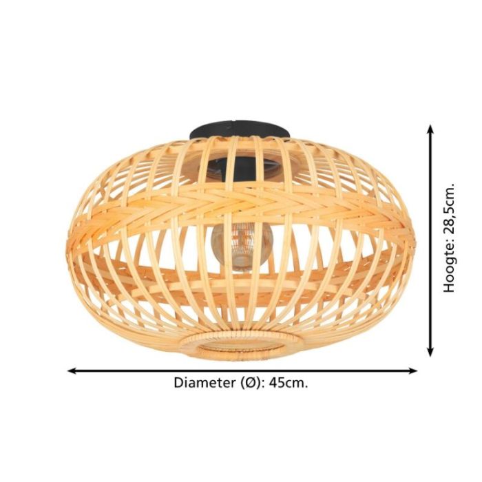 Brown rustic flush ceiling light wood, Firenze
