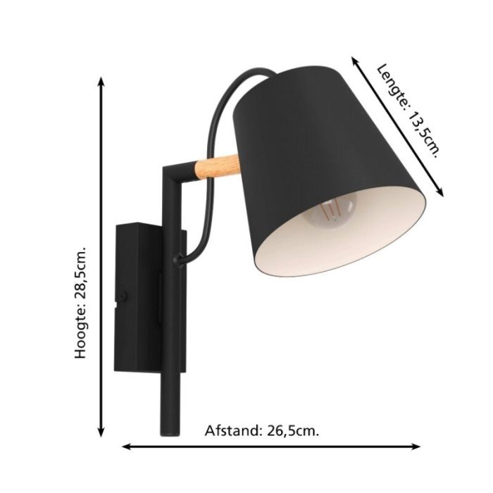 Black industrial wall light aluminium, Jevon