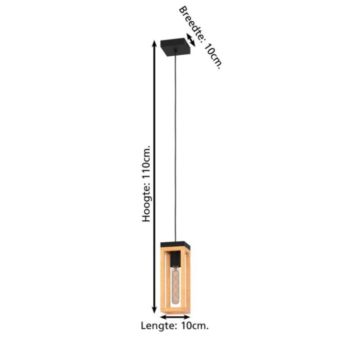 Wood pendant light brown, Jasmina, with switch