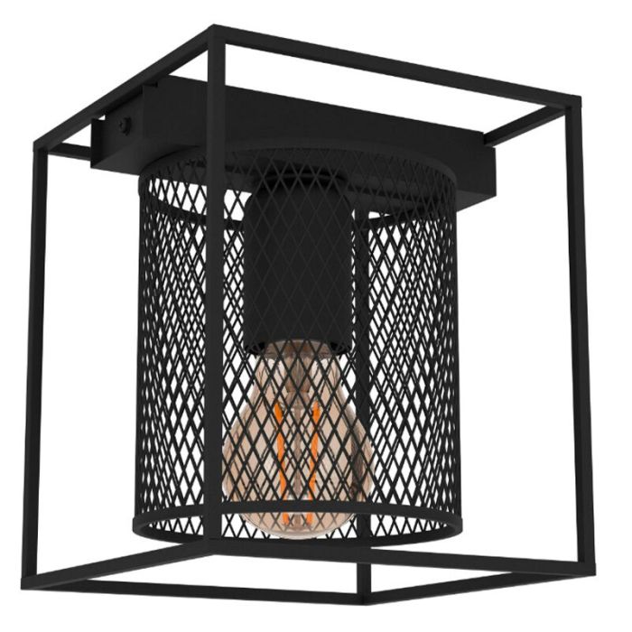 Black industrial ceiling light aluminium, Thiemo