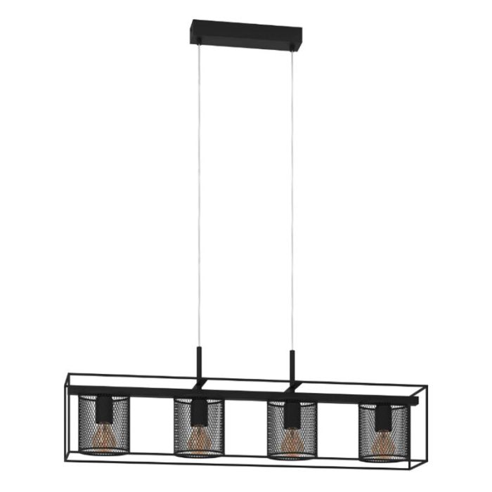 Black industrial pendant light aluminium, Thiemo