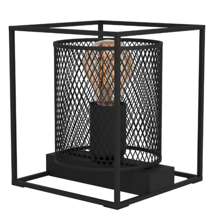 Black industrial table lamp aluminium, Thiemo, with switch
