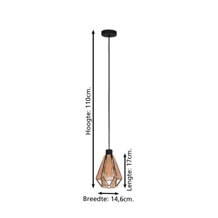 Brown rustic pendant light steel, Yessica