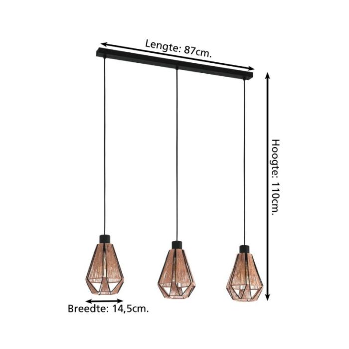 Brown rustic pendant light steel, Yessica