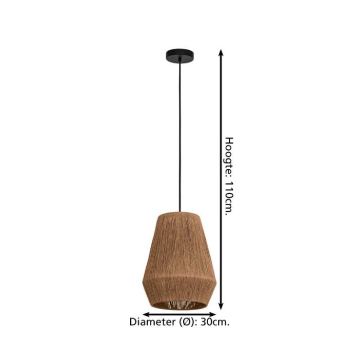 Rattan pendant light brown, Wilbert