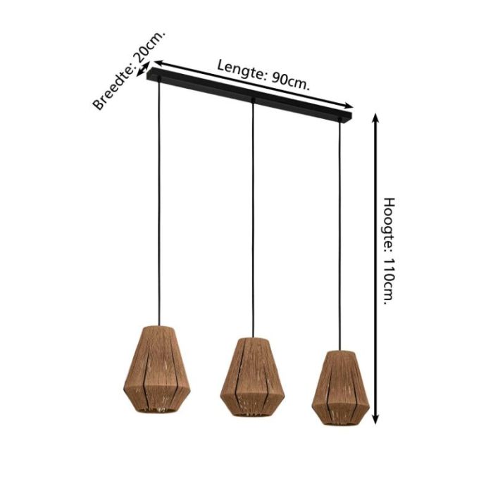 Rattan pendant light brown, Wilbert