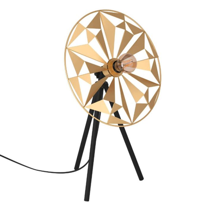 Golden retro table lamp aluminium, Thiemen, with switch