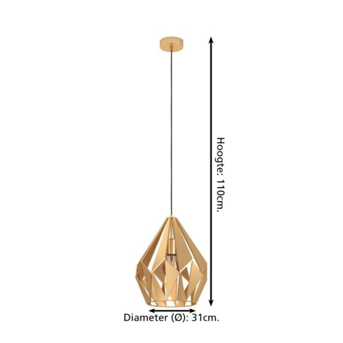 Golden industrial pendant light aluminium, Acri