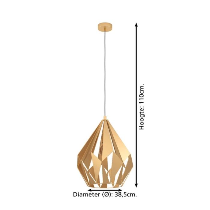 Golden industrial pendant light aluminium, Acri