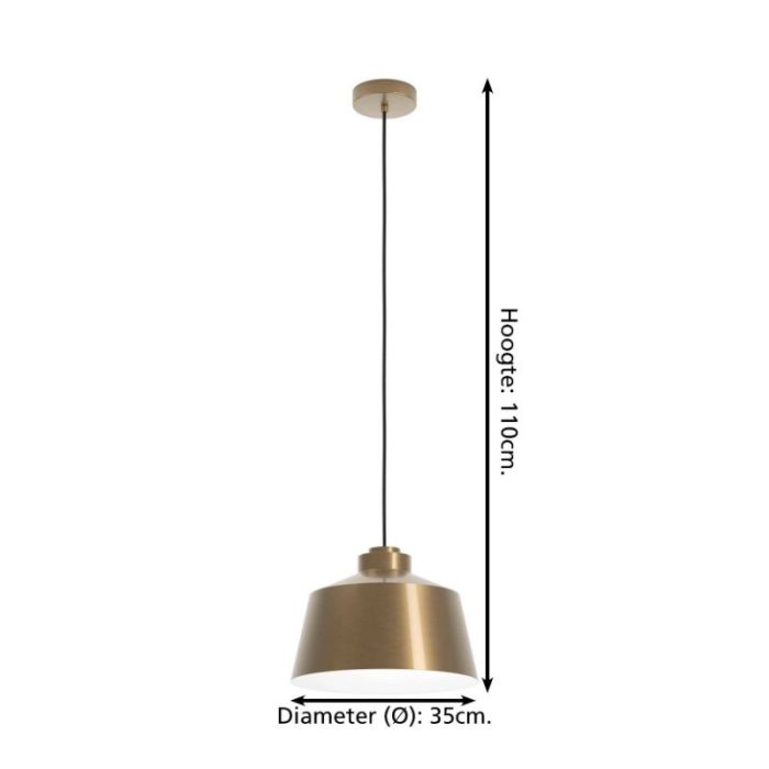 Golden industrial pendant light aluminium, Kwinten