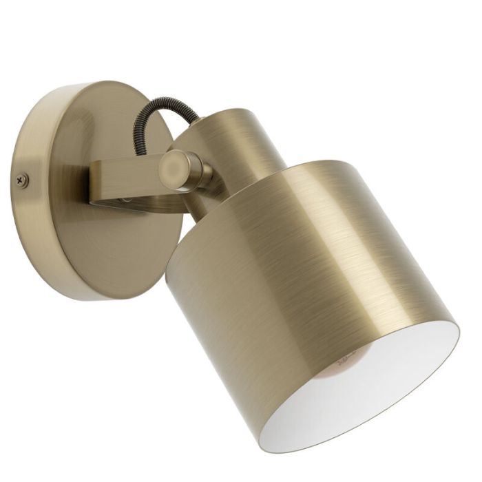 Golden industrial wall spotlight aluminium, Kwinten