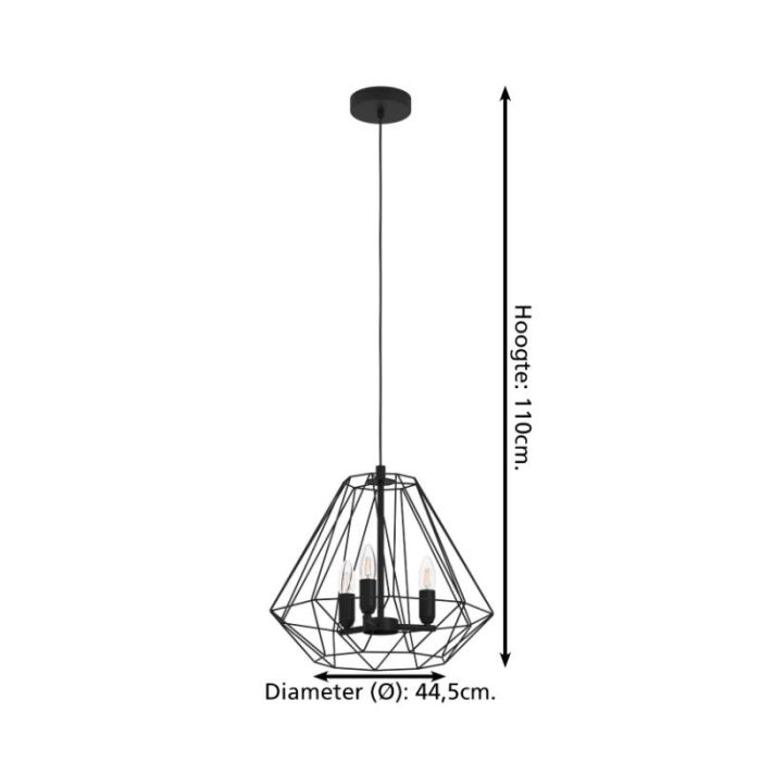 Black industrial pendant light aluminium, Kwok