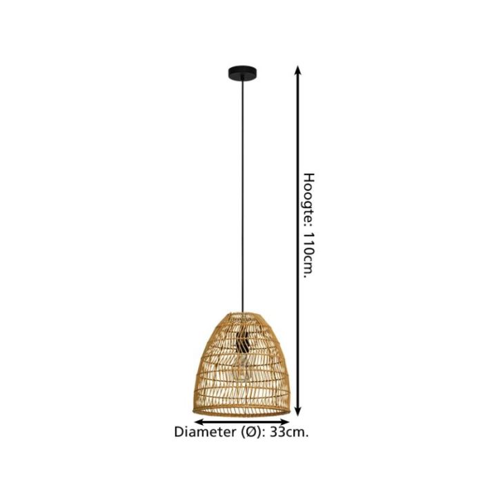 Wood pendant light brown, Wilfried