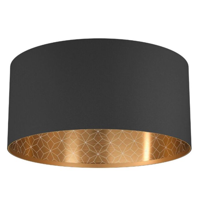 Black modern flush ceiling light fabric, Kelsey