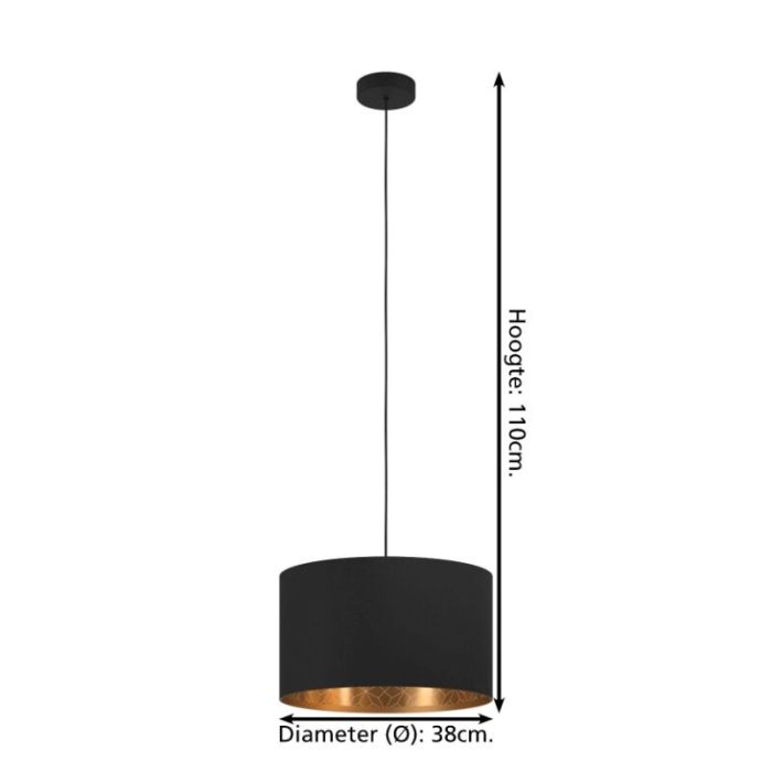 Black modern pendant light fabric, Kelsey