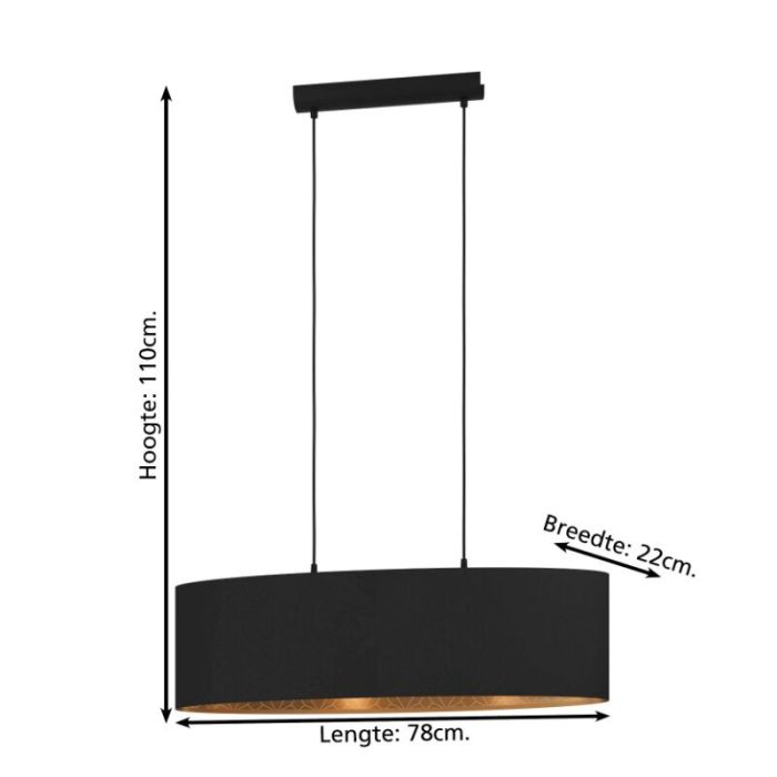 Black modern pendant light fabric, Kelsey