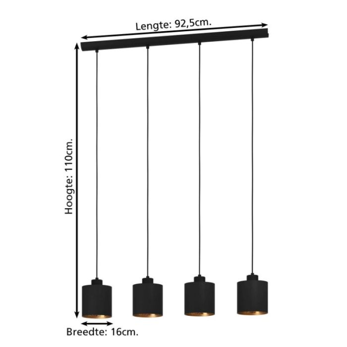 Black modern pendant light fabric, Kelsey