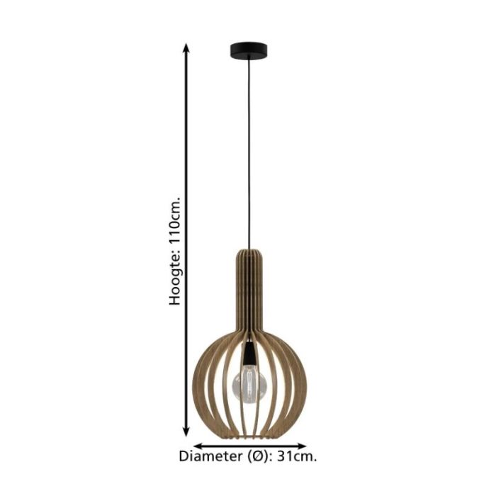 Wood pendant light brown, Kenney