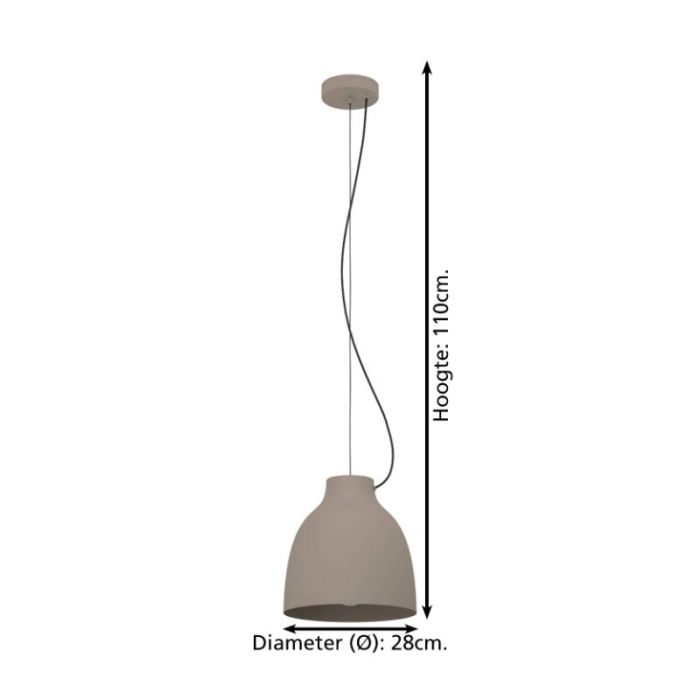 Taupe industrial pendant light aluminium, Thijs