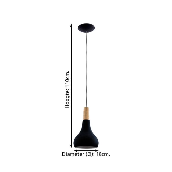 Black pendant light aluminium, Tjebbe