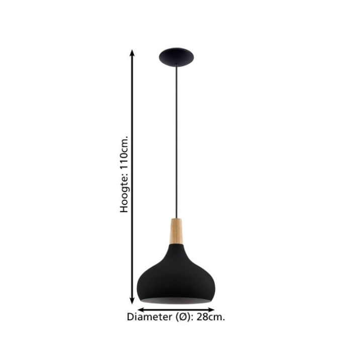 Black pendant light aluminium, Tjebbe