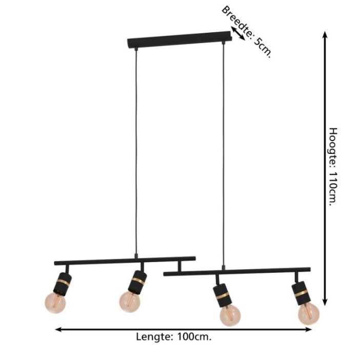 Black pendant light aluminium, Jelger