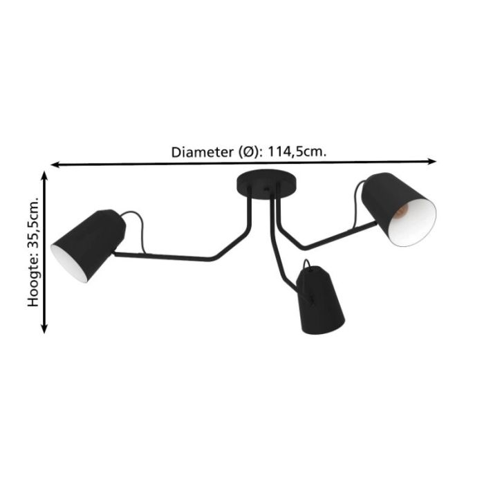 Black industrial ceiling light aluminium, Jelco