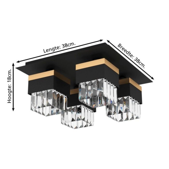 Black design ceiling light glass, Wensley