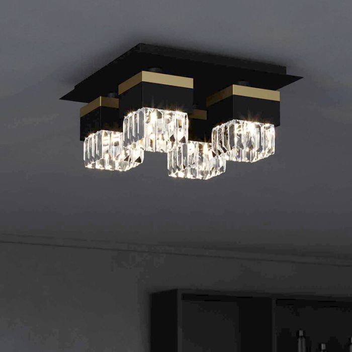 Black design ceiling light glass, Wensley