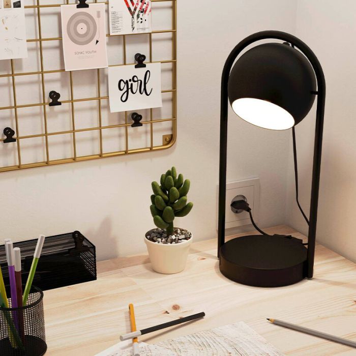 Black industrial table lamp aluminium, Jasin, with switch